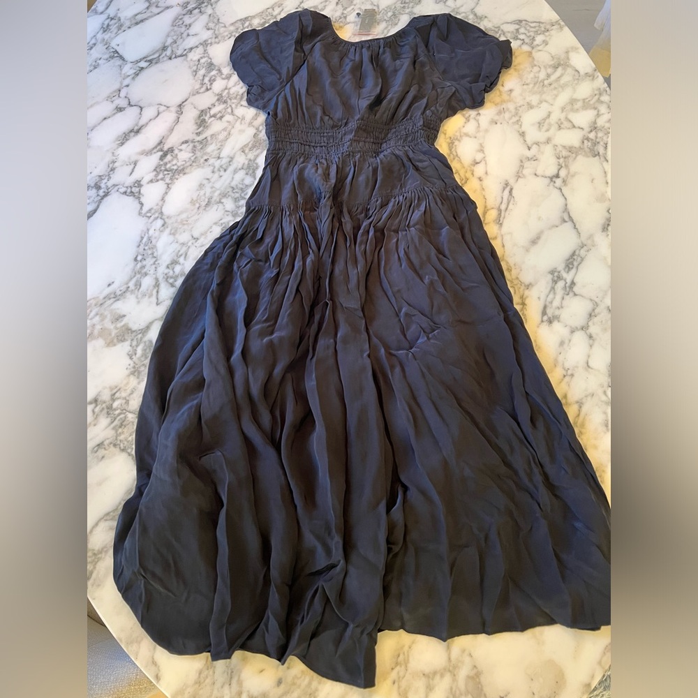 NWT J Crew Elena puff-sleeve dress in crepe de chine S sensor rip needs repair - Picture 7 of 16